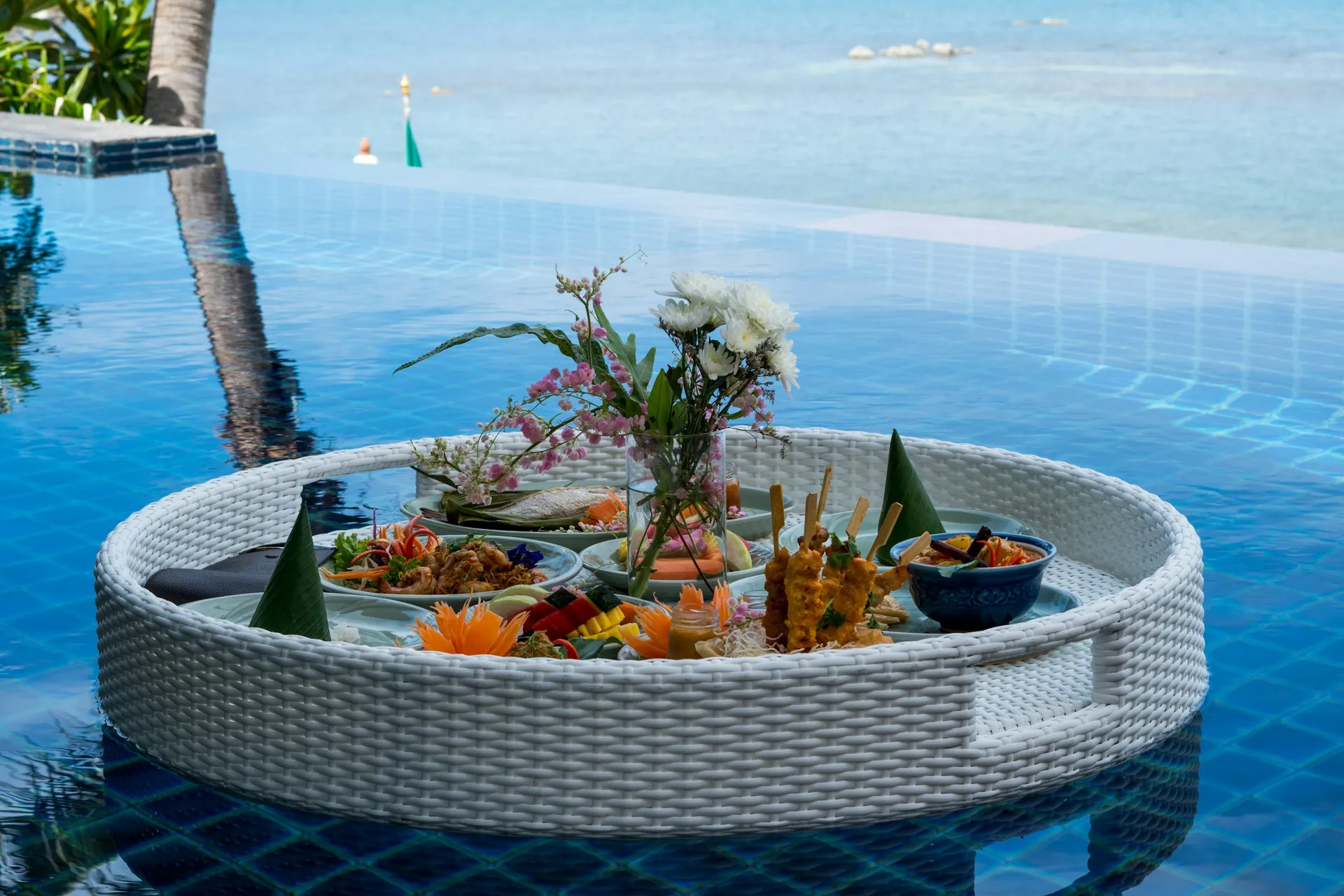 Floating breakfast in the pool villas